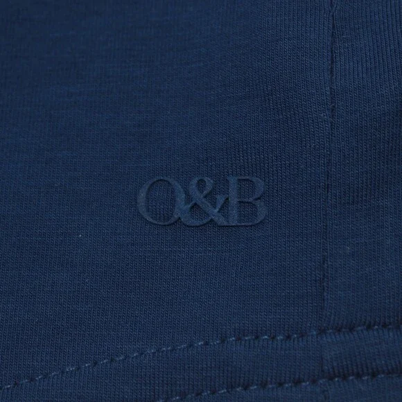 Orchard & Broome NWT Essex Short Sleeve Zip T-Shirt Size M in Blue Cotton Blend